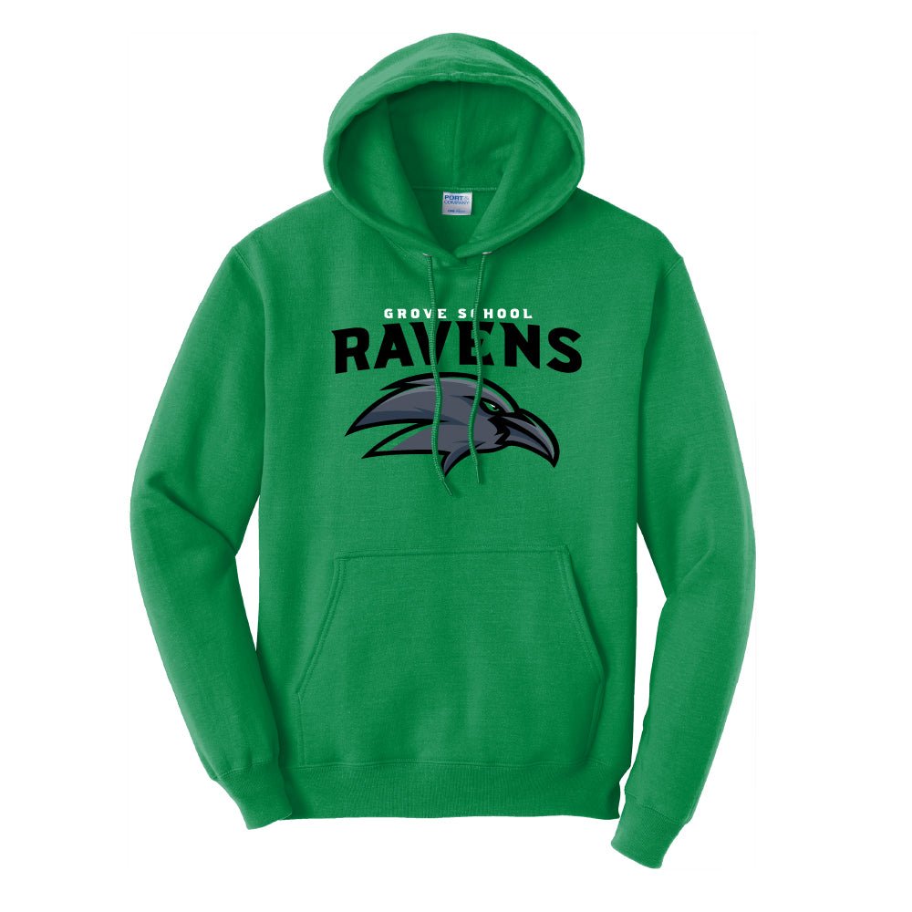 Grove Ravens Core Fleece Pullover Kelly Green Hooded Sweatshirt - Grove PTG